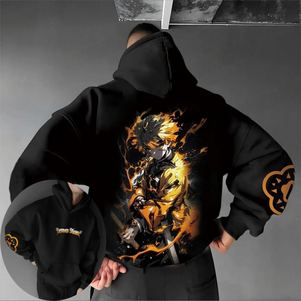 Cosplay Anime Zenitsu - Moletom com capuz masculino Demon Slayer
