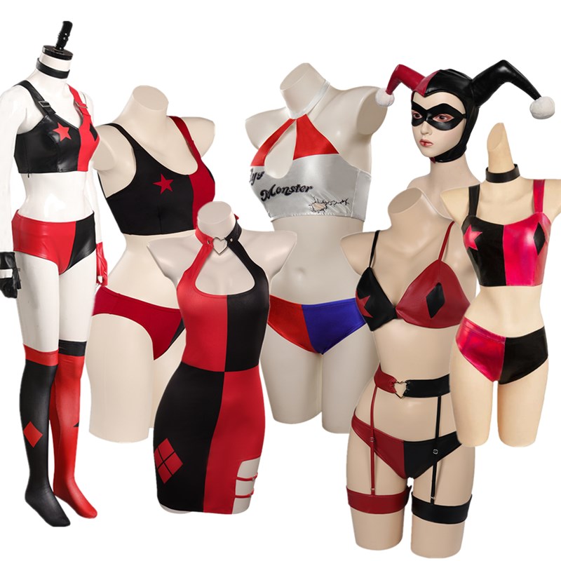 Anime Harley Quinn Cosplay - Quinzel Cosplay Traje para Mulheres, Macacão,
