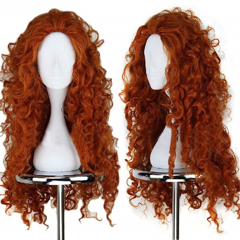 Anime Cosplay Orange Hair - Peruca Sintética Longa Laranja Cacheada para
