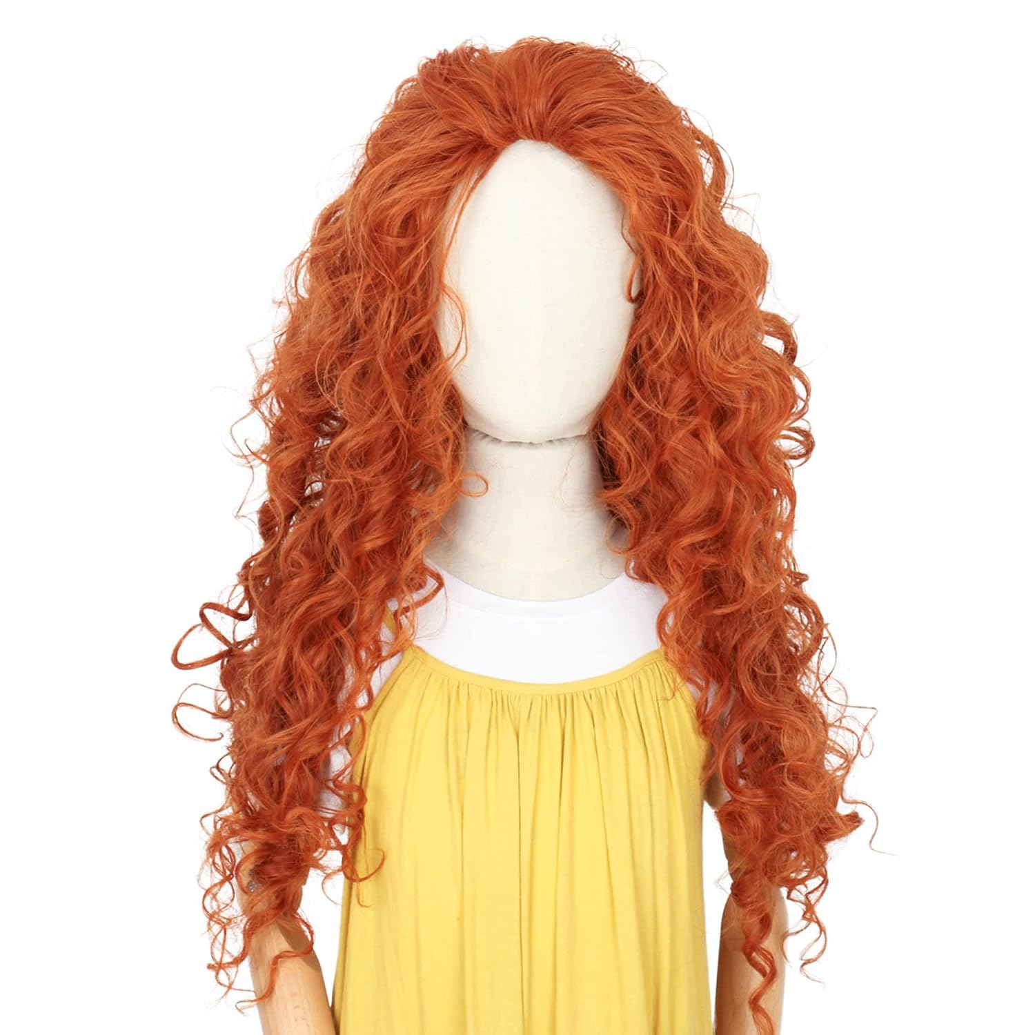 Anime Cosplay Orange Hair - Peruca Sintética Longa Laranja Cacheada para
