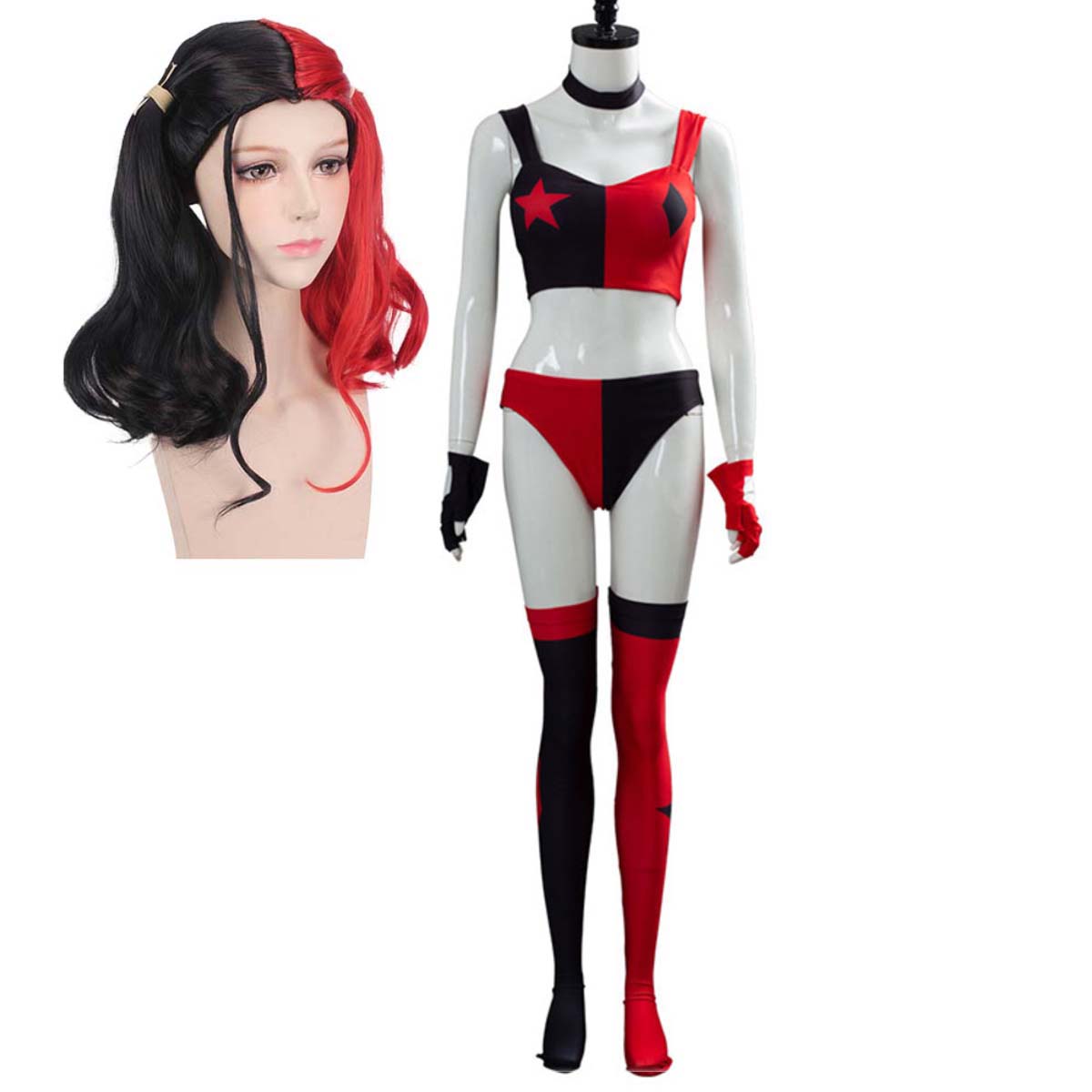 Anime Harley Quinn Cosplay - Fantasia Sexy de Vilã Super-Heroína Harley