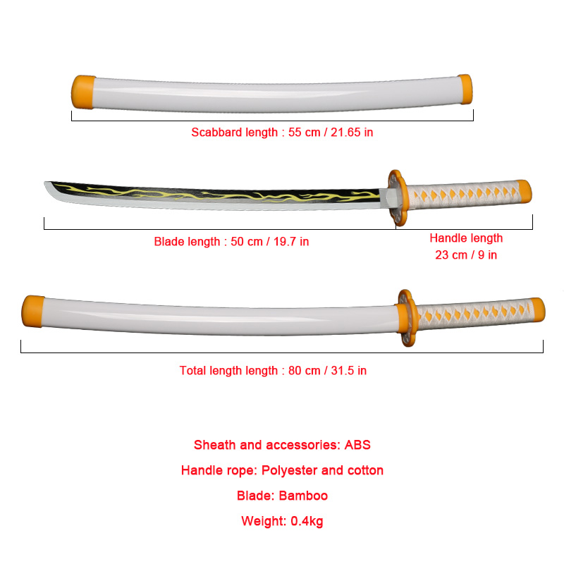 Espada artesanal katana de 80c - Cosplay Anime Zenitsu avaliação e preço